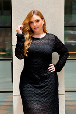 Vestido midi encaje plus negro