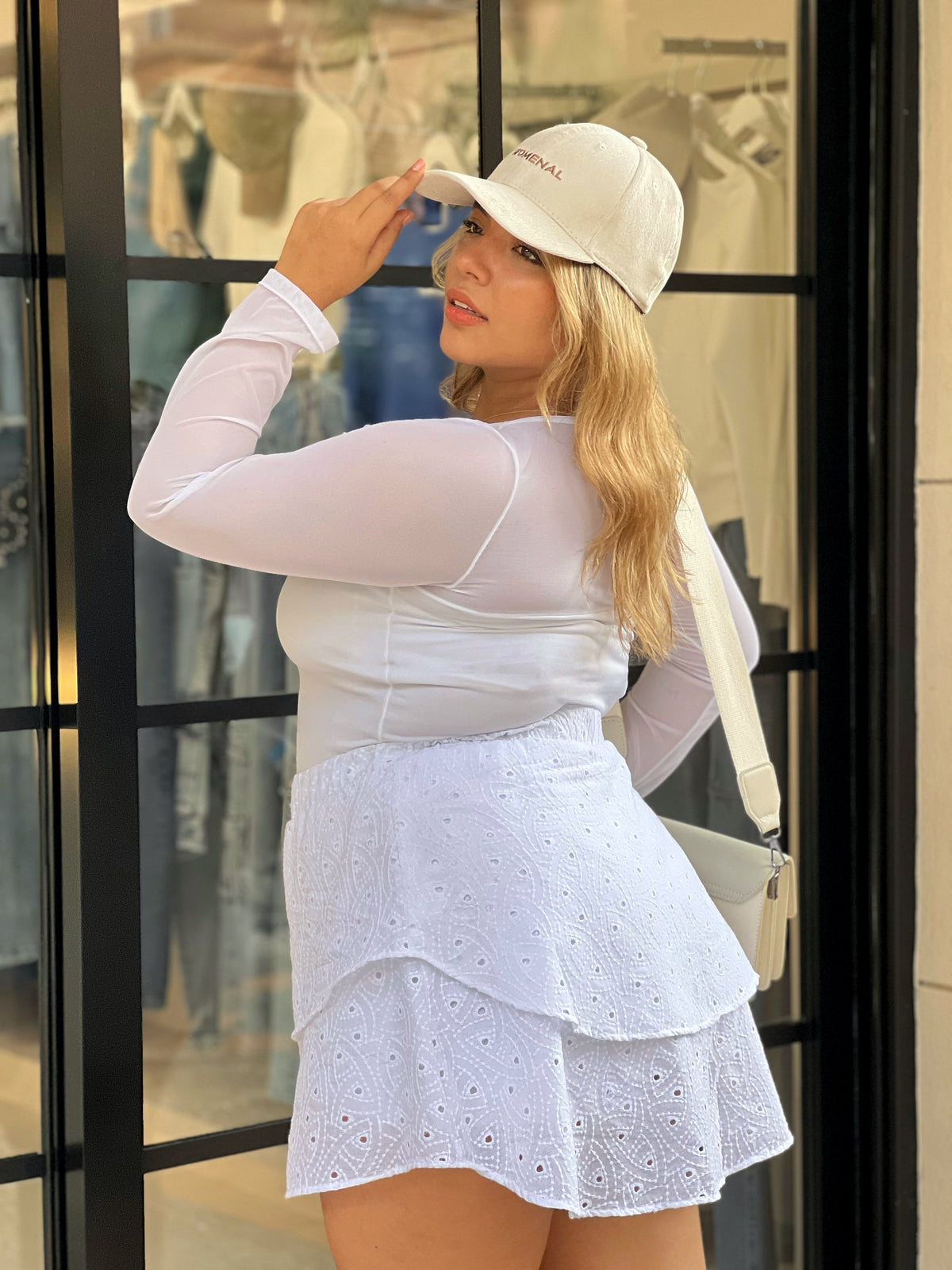 Blusa con escote en transparencia blanco