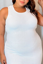 Vestido de punto tejido largo blanco