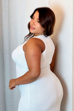 Vestido de punto tejido largo blanco