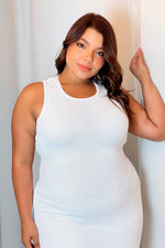 Vestido de punto tejido largo blanco