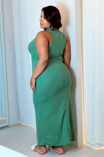 Vestido de punto tejido largo verde