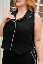 Set de dos piezas con lineas en contraste negro