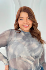 Buso mallatex con recogido lateral gris