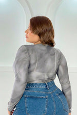 Buso mallatex con recogido lateral gris