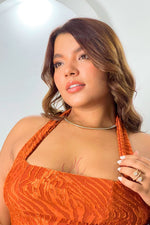 Vestido corte princesa terracota