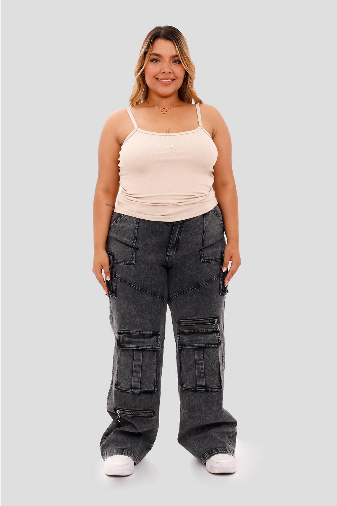 Blusa básica de tirantes camel