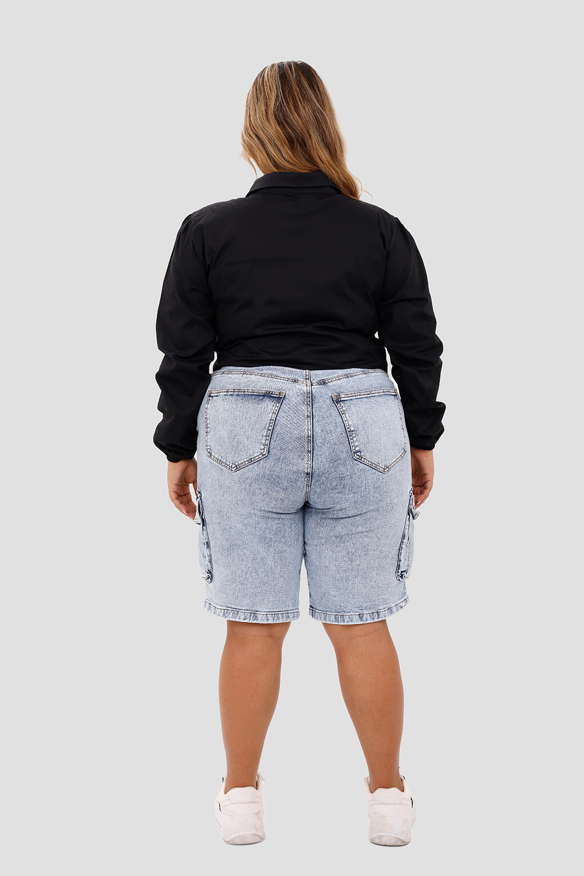 Blusa plus manga larga negro