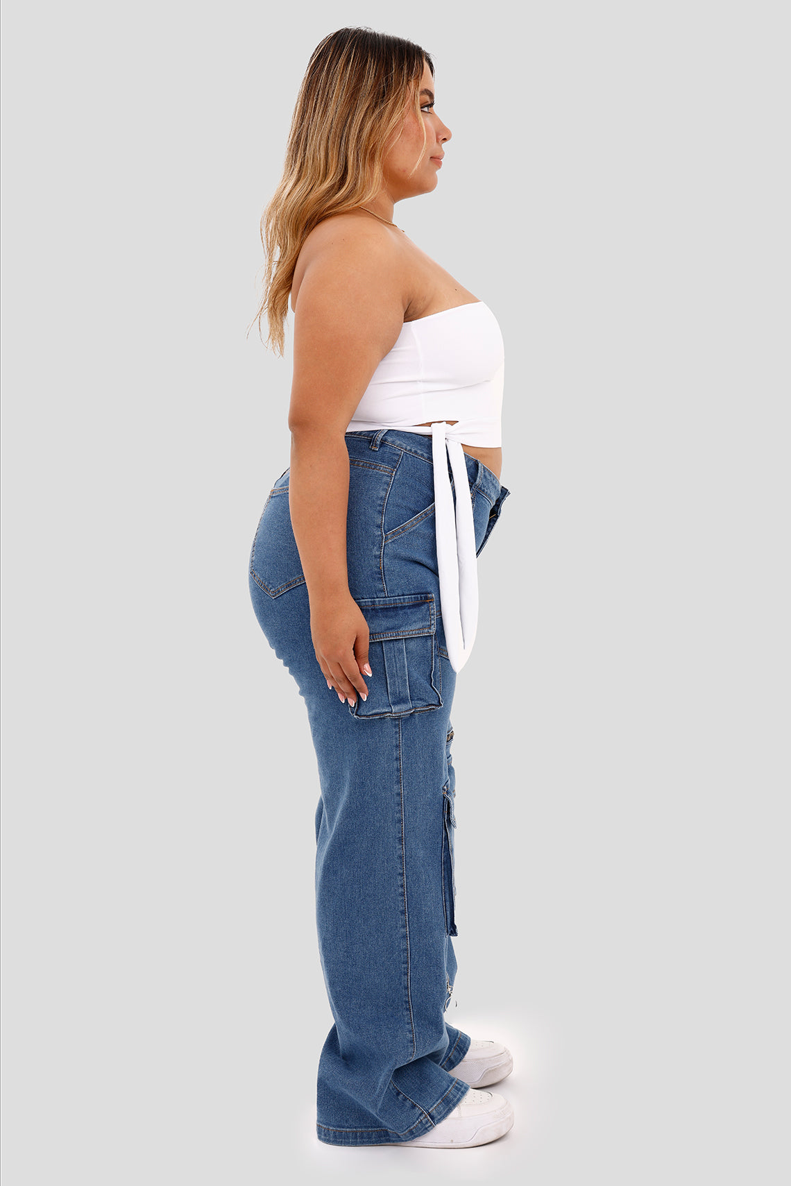 Blusa asimétrica de un hombro manga larga blanco