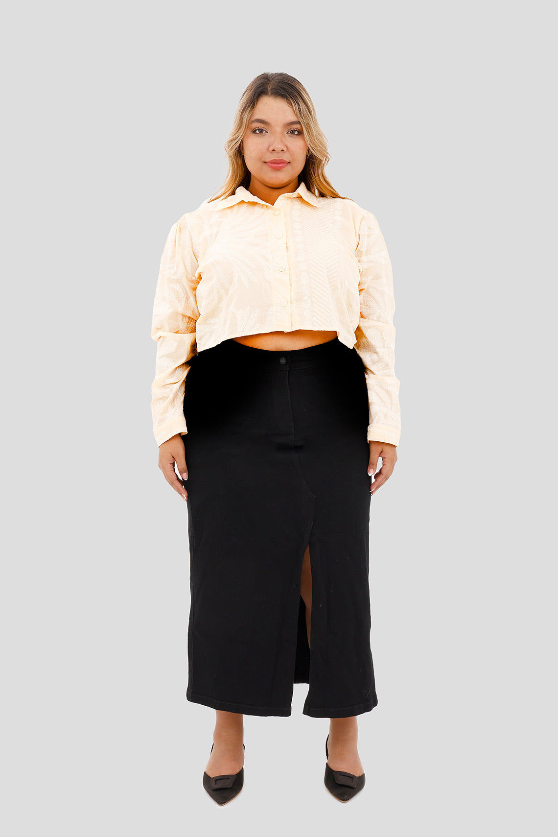 Blusa Manga larga Plus amarillo