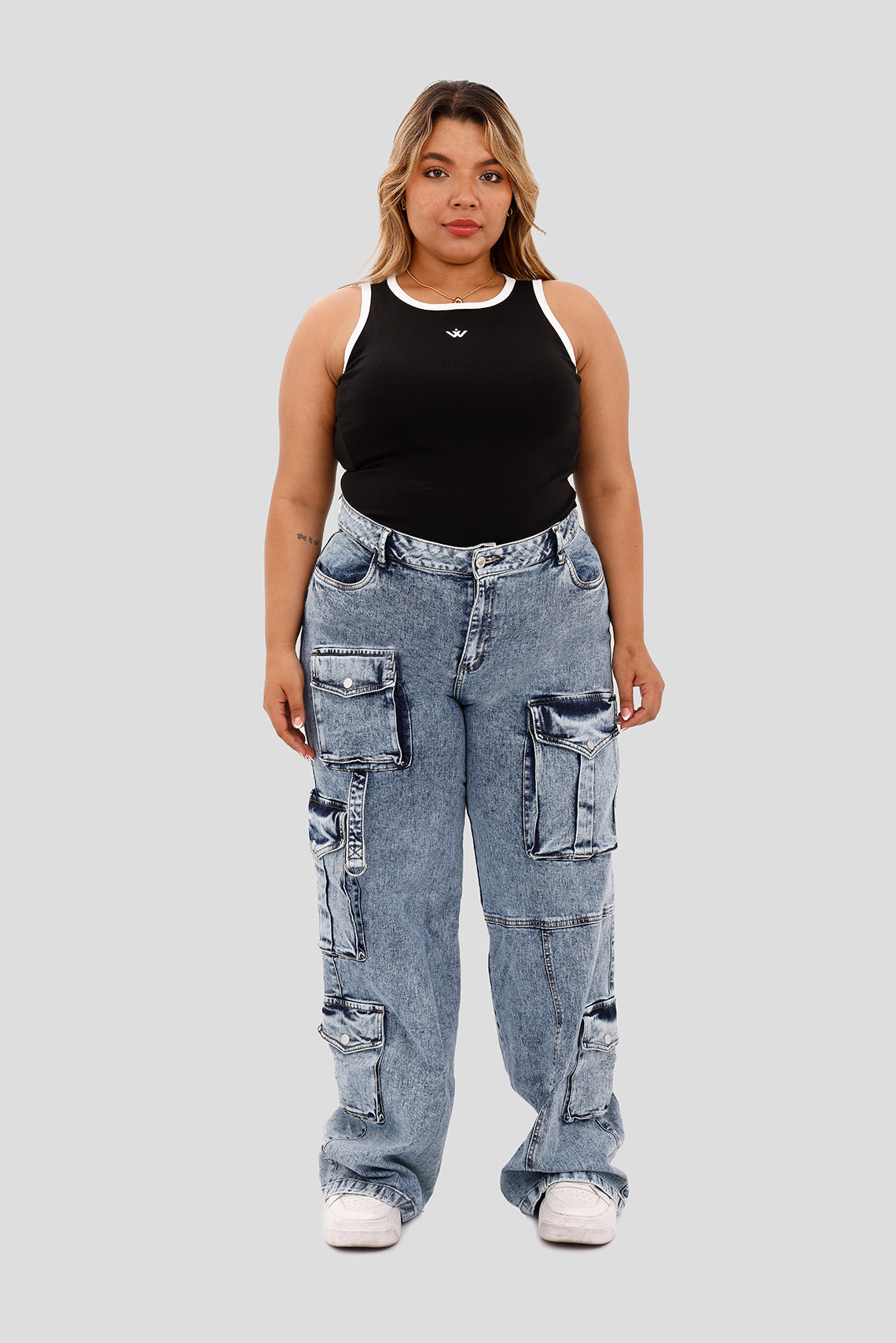 Blusa sin mangas plus negro