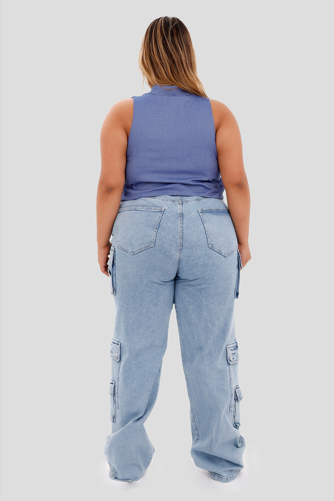 Chaleco crop azul claro