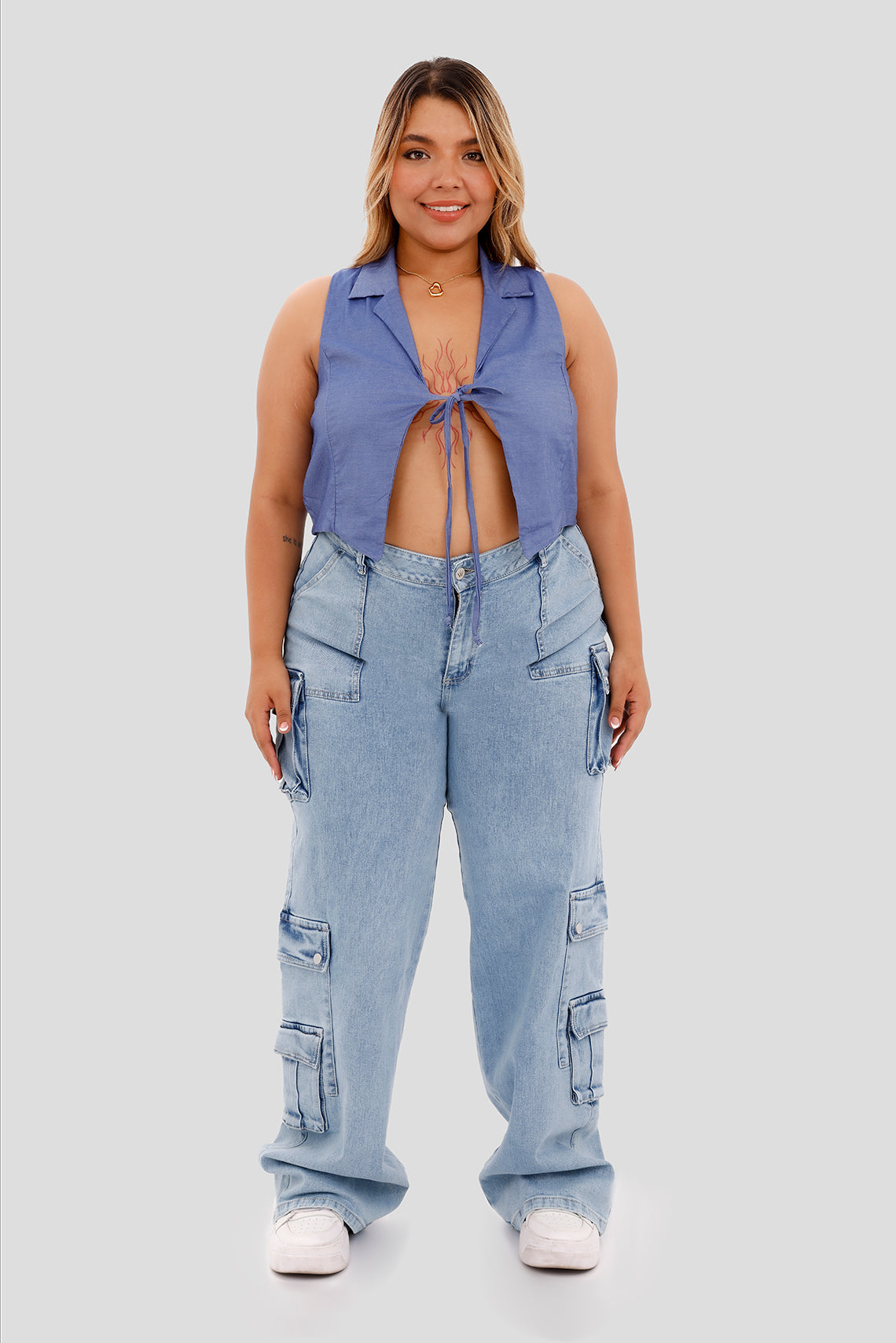 Chaleco crop azul claro