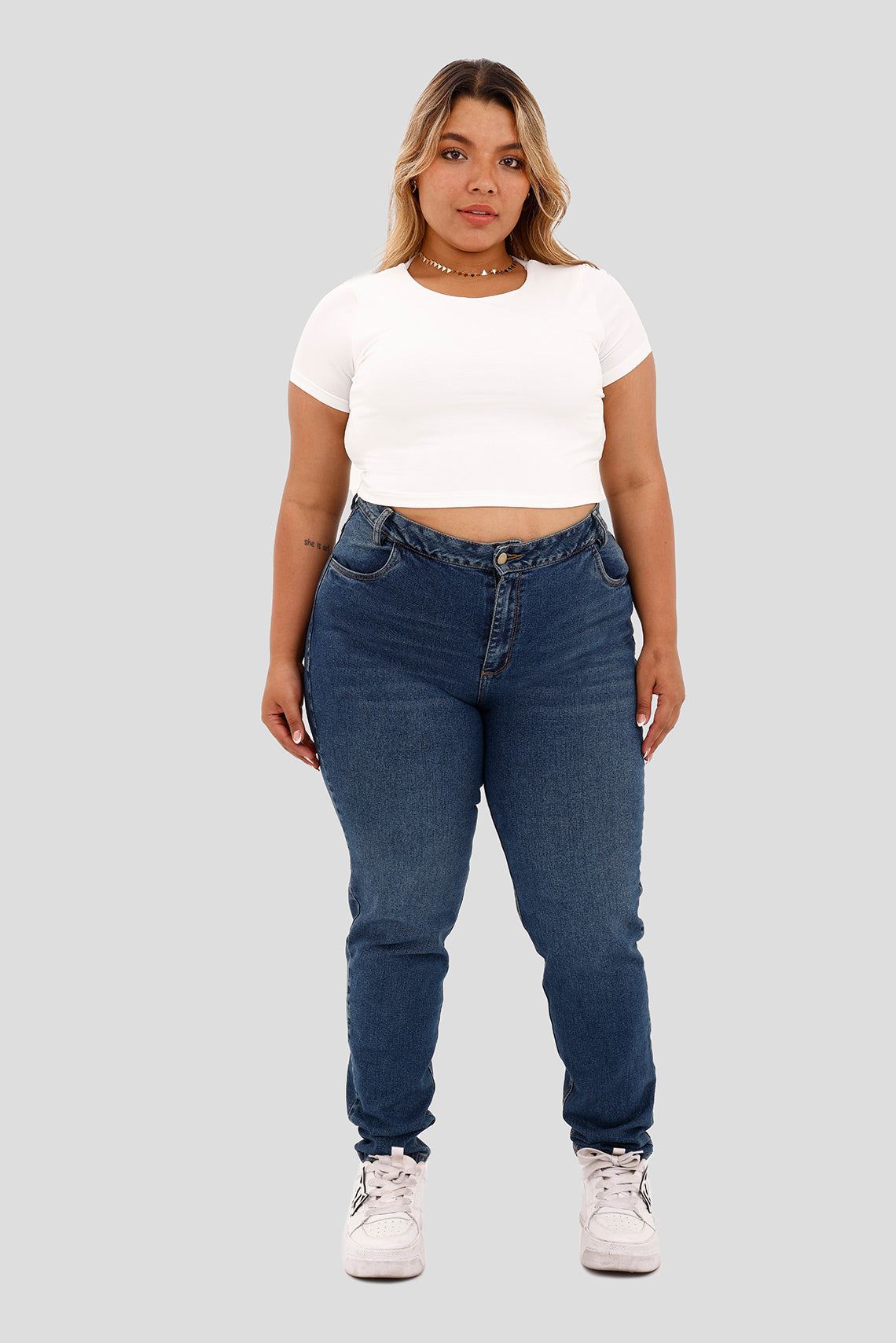 Crop top manga corta blanco