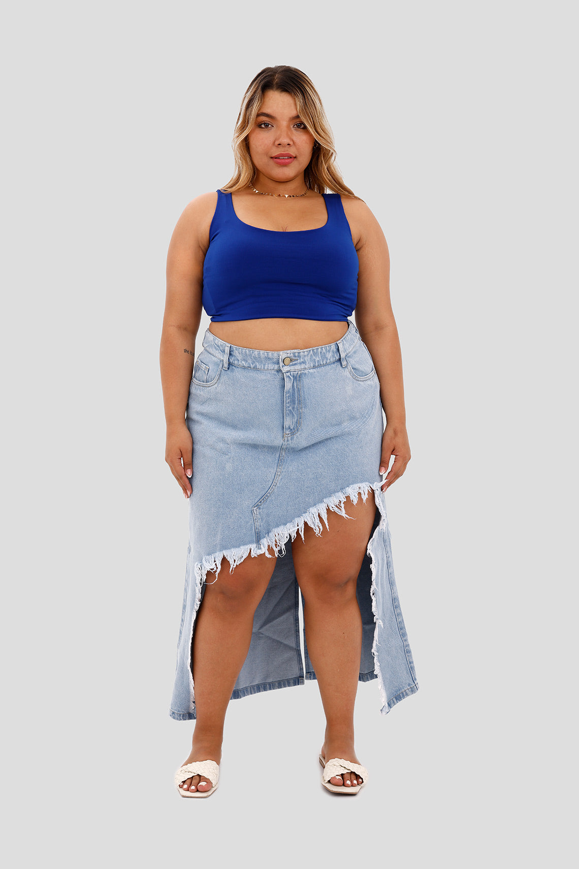 Crop top plus azul rey