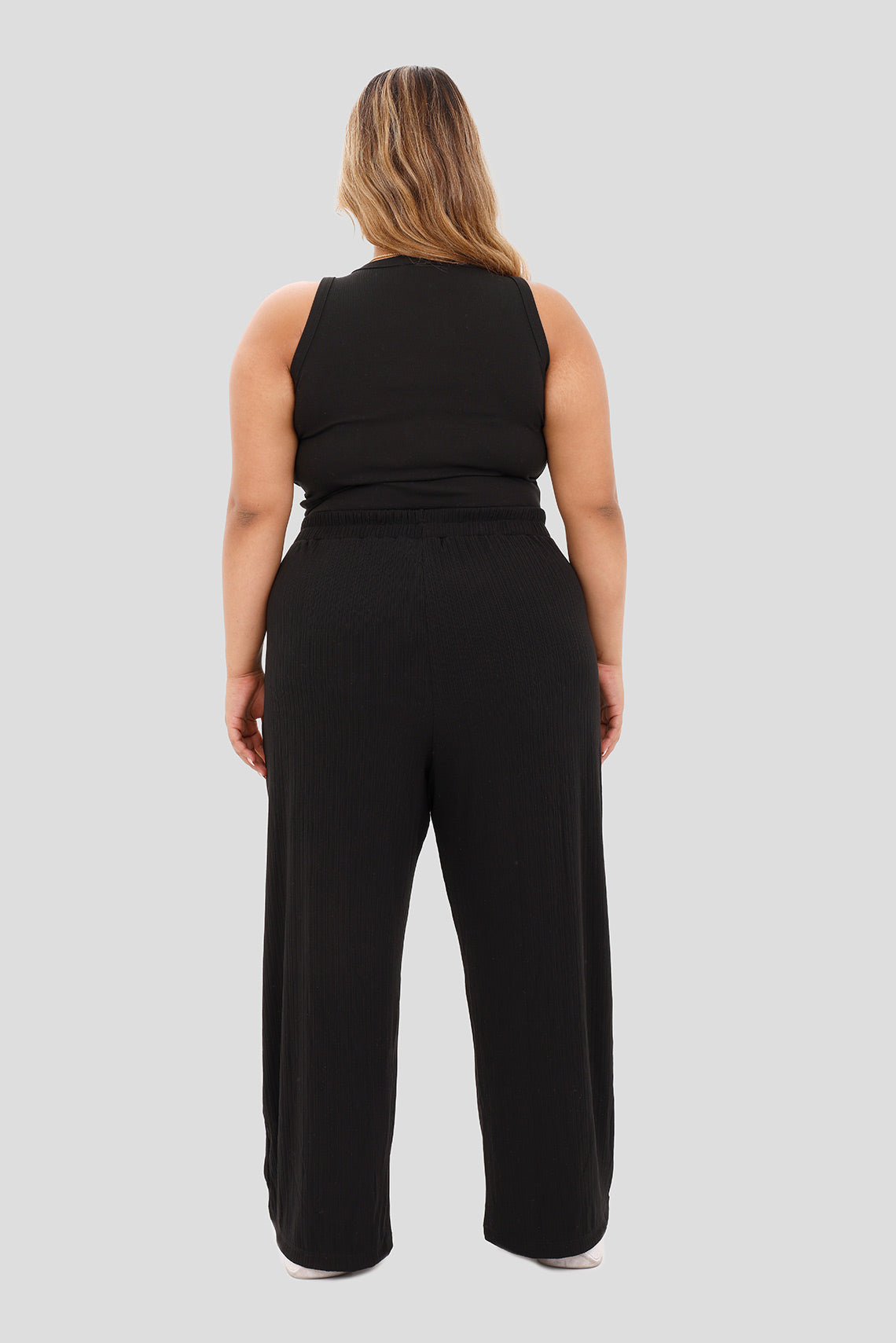 Pantalón en tejido acanalado negro