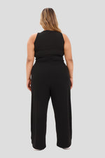 Pantalón en tejido acanalado negro