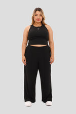 Pantalón en tejido acanalado negro