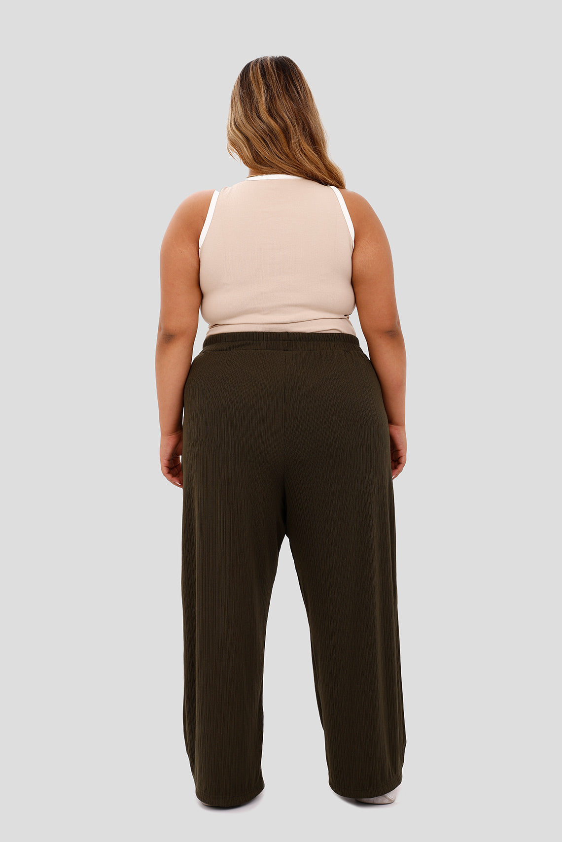 Pantalón en tejido acanalado verde