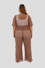 Pantalon tejido plus camel