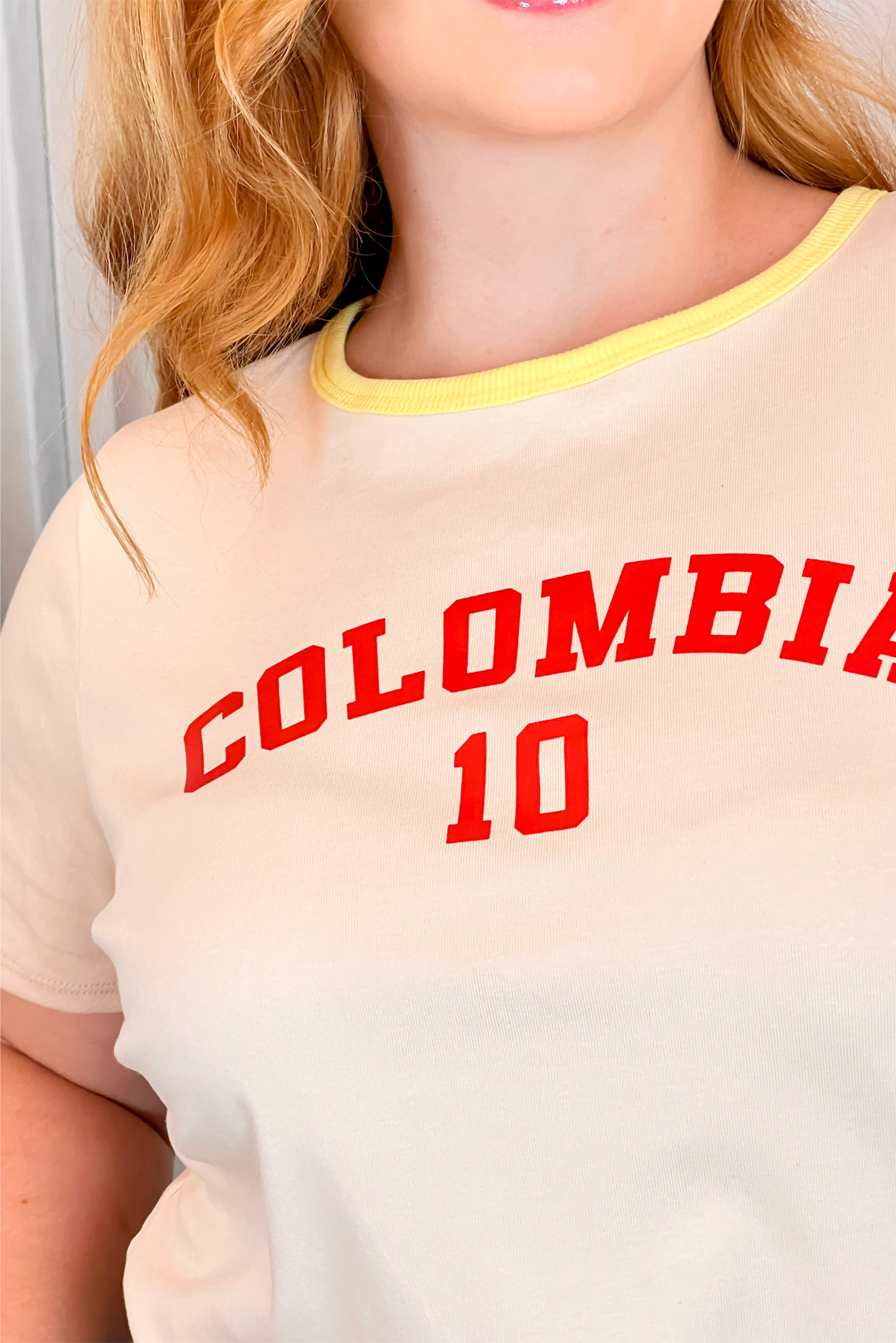 Camiseta en Rib Premium Colombia Crema