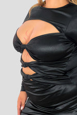 Vestido satinado con nudo frontal Negro