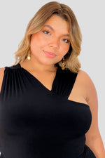 body con escote diagonal Negro