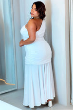 Vestidolargo elegante asimetricoBlanco