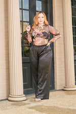 Body estampado floral tul negro