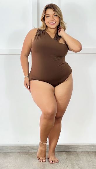 body con escote diagonal Cafe