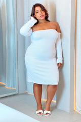 Vestido midi strapless manga larga blanco