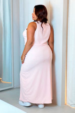 Conjunto falda y chaleco con abertura frontal palo de rosa