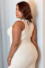 Vestido de punto tejido largo beige