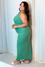 Vestido de punto tejido largo verde