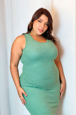 Vestido de punto tejido largo verde