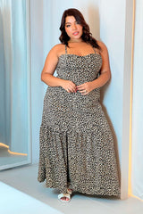 Vestido  largo estampado print cafe