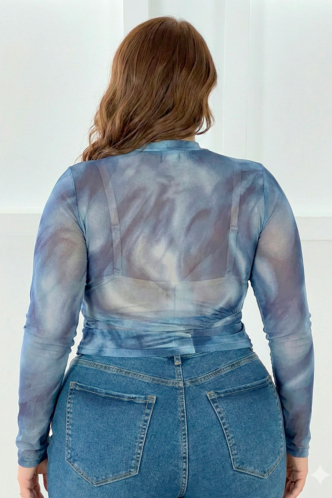 Buso mallatex con recogido lateral azul