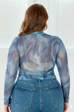 Buso mallatex con recogido lateral azul