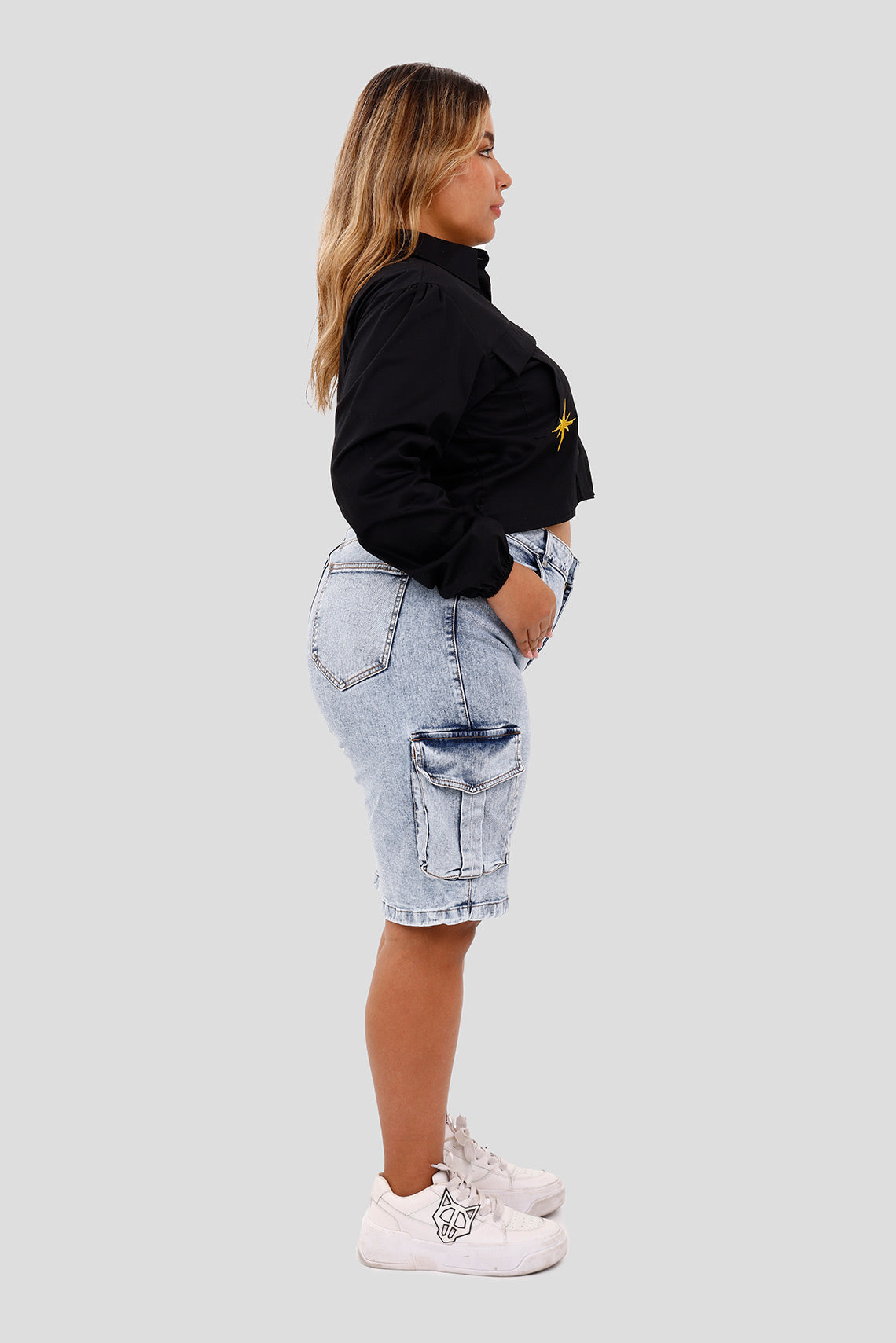 Blusa plus manga larga