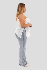 Blusa plus de un solo hombro beige