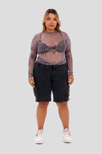 Buzo plus en malla traslúcida negro