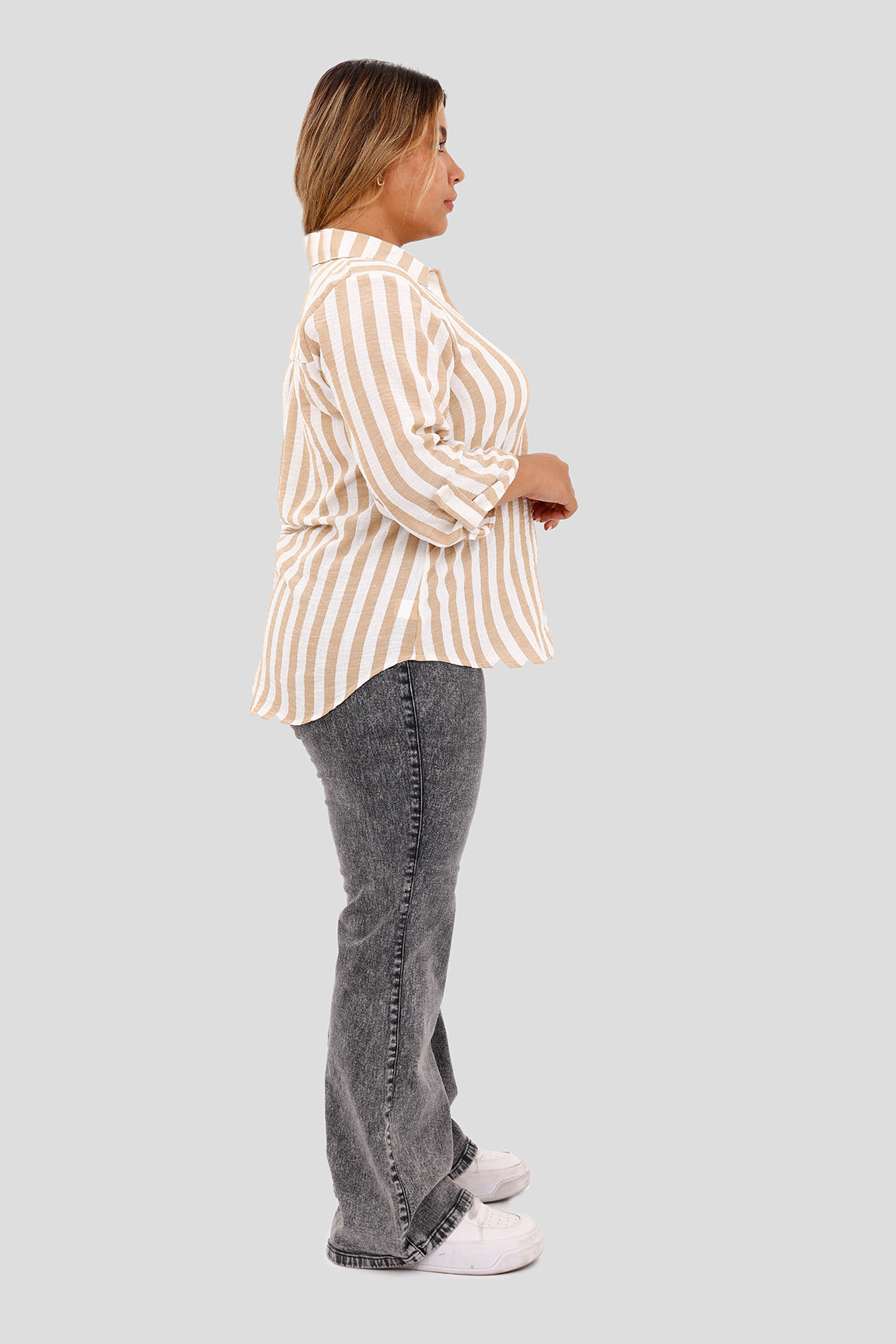 Camisa plus con rayas verticales