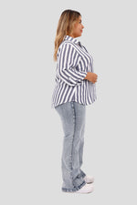 Camisa plus con rayas verticales azul