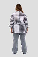 Camisa plus con rayas verticales azul