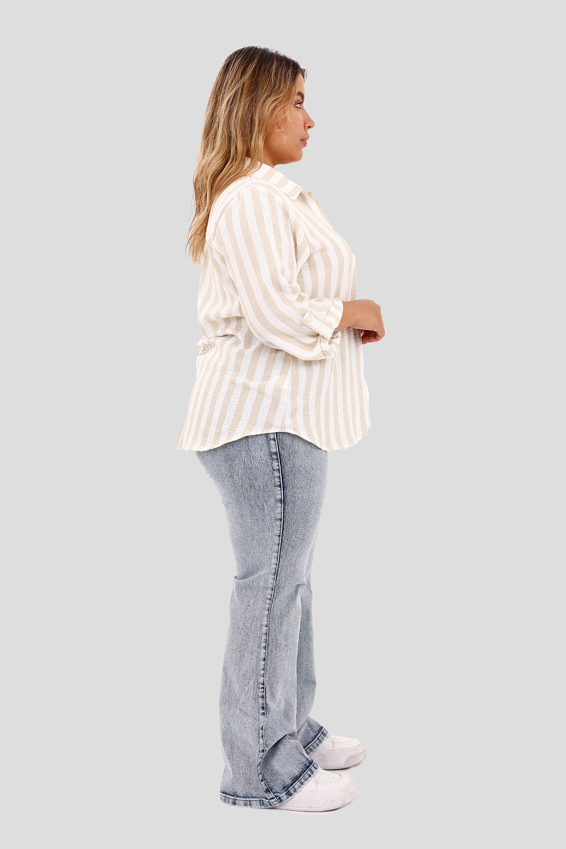 Camisa plus con rayas verticales