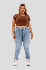 Crop top manga corta Café