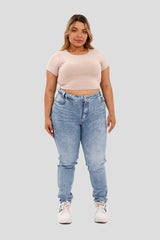 Crop top manga corta