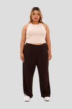 Pantalón en tejido acanalado chocolate