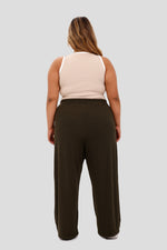 Pantalón en tejido acanalado verde