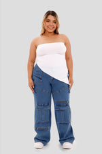 Top strapless blanco